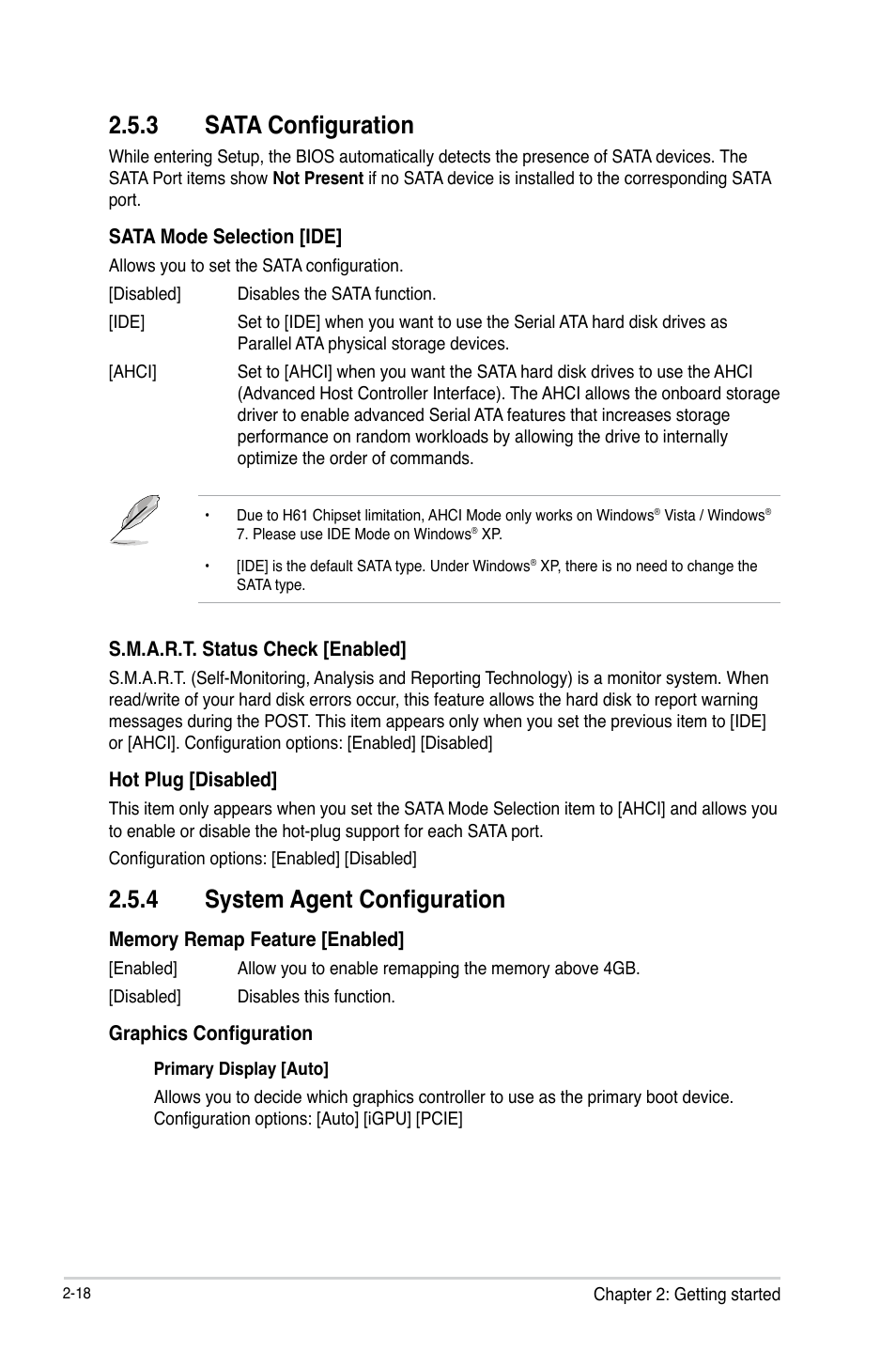 3 sata configuration, 4 system agent configuration, Sata configuration -18 | System agent configuration -18 | Asus P8H61-M LK R2.0 User Manual | Page 56 / 73