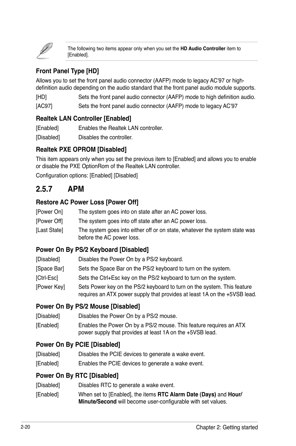 7 apm, Apm -20 | Asus P8H61-M LK R2.0 User Manual | Page 58 / 73