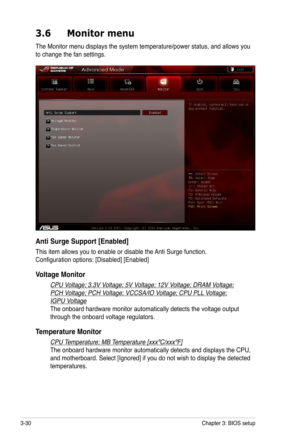 6 monitor menu, Monitor menu -30 | Asus Maximus IV GENE-Z/GEN3 User Manual | Page 118 / 192