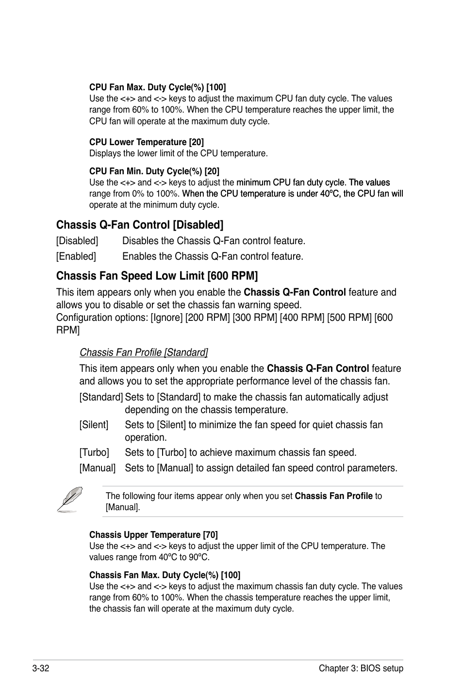 Chassis q-fan control [disabled, Chassis fan speed low limit [600 rpm | Asus Maximus IV GENE-Z/GEN3 User Manual | Page 120 / 192