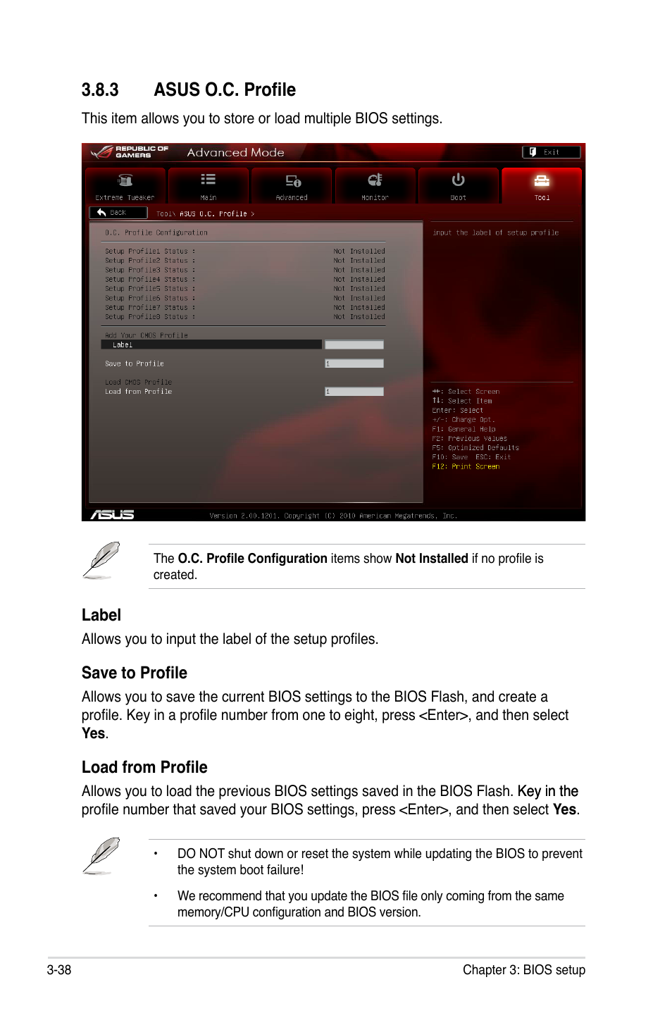 3 asus o.c. profile, Asus o.c. profile -38 | Asus Maximus IV GENE-Z/GEN3 User Manual | Page 126 / 192