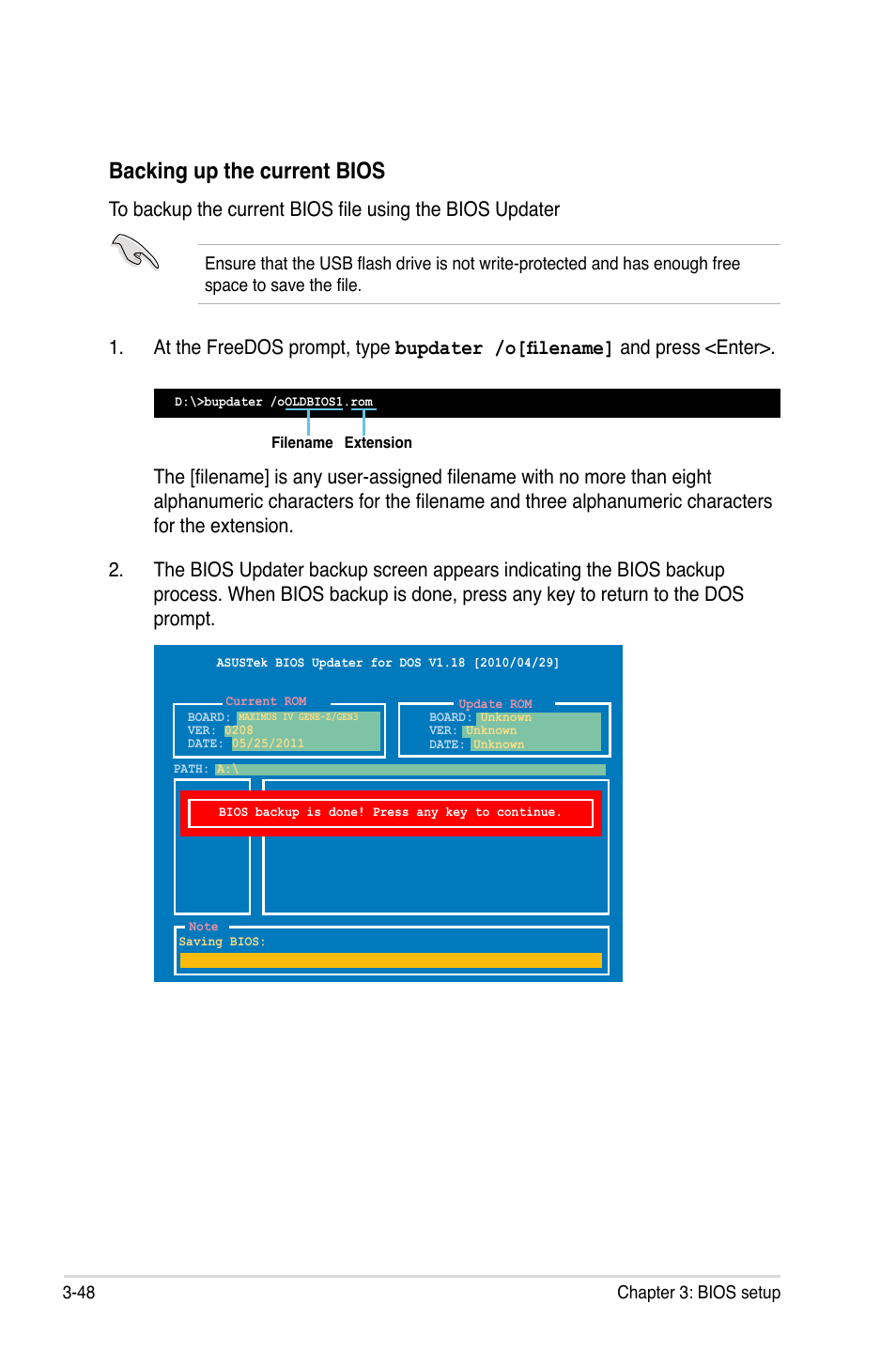 Backing up the current bios | Asus Maximus IV GENE-Z/GEN3 User Manual | Page 136 / 192