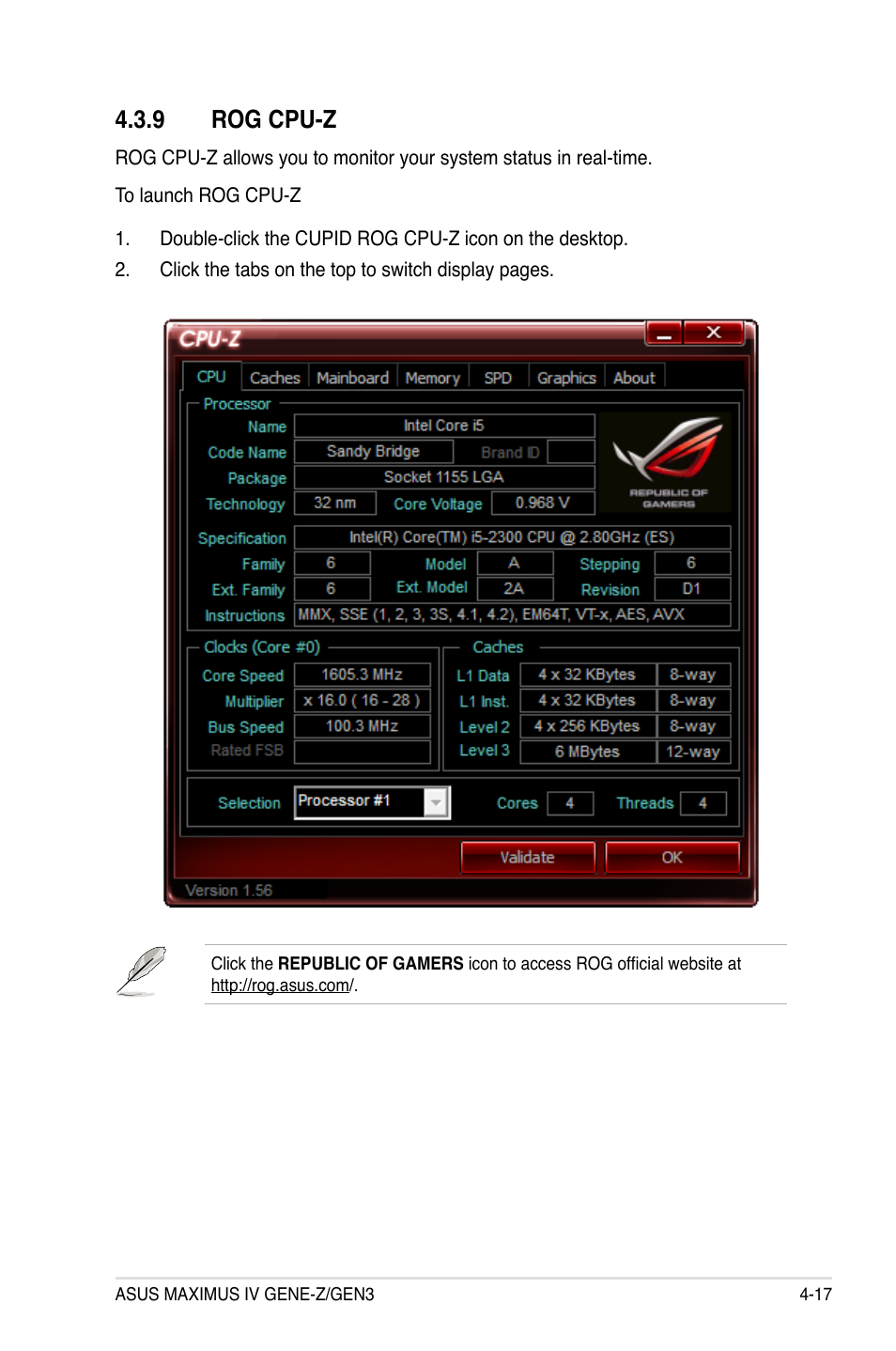 9 rog cpu-z, Rog cpu-z -17 | Asus Maximus IV GENE-Z/GEN3 User Manual | Page 157 / 192