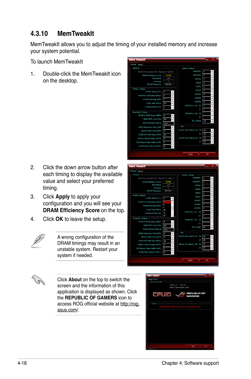 10 memtweakit, 10 memtweakit -18 | Asus Maximus IV GENE-Z/GEN3 User Manual | Page 158 / 192