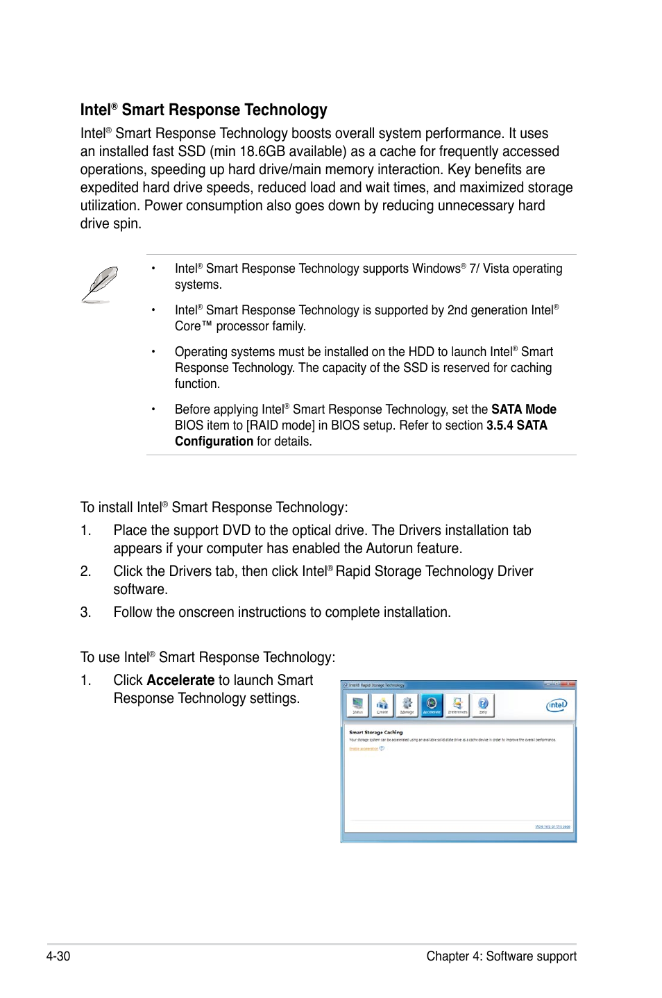 Intel, Smart response technology | Asus Maximus IV GENE-Z/GEN3 User Manual | Page 170 / 192