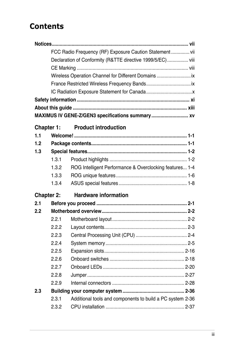 Asus Maximus IV GENE-Z/GEN3 User Manual | Page 3 / 192