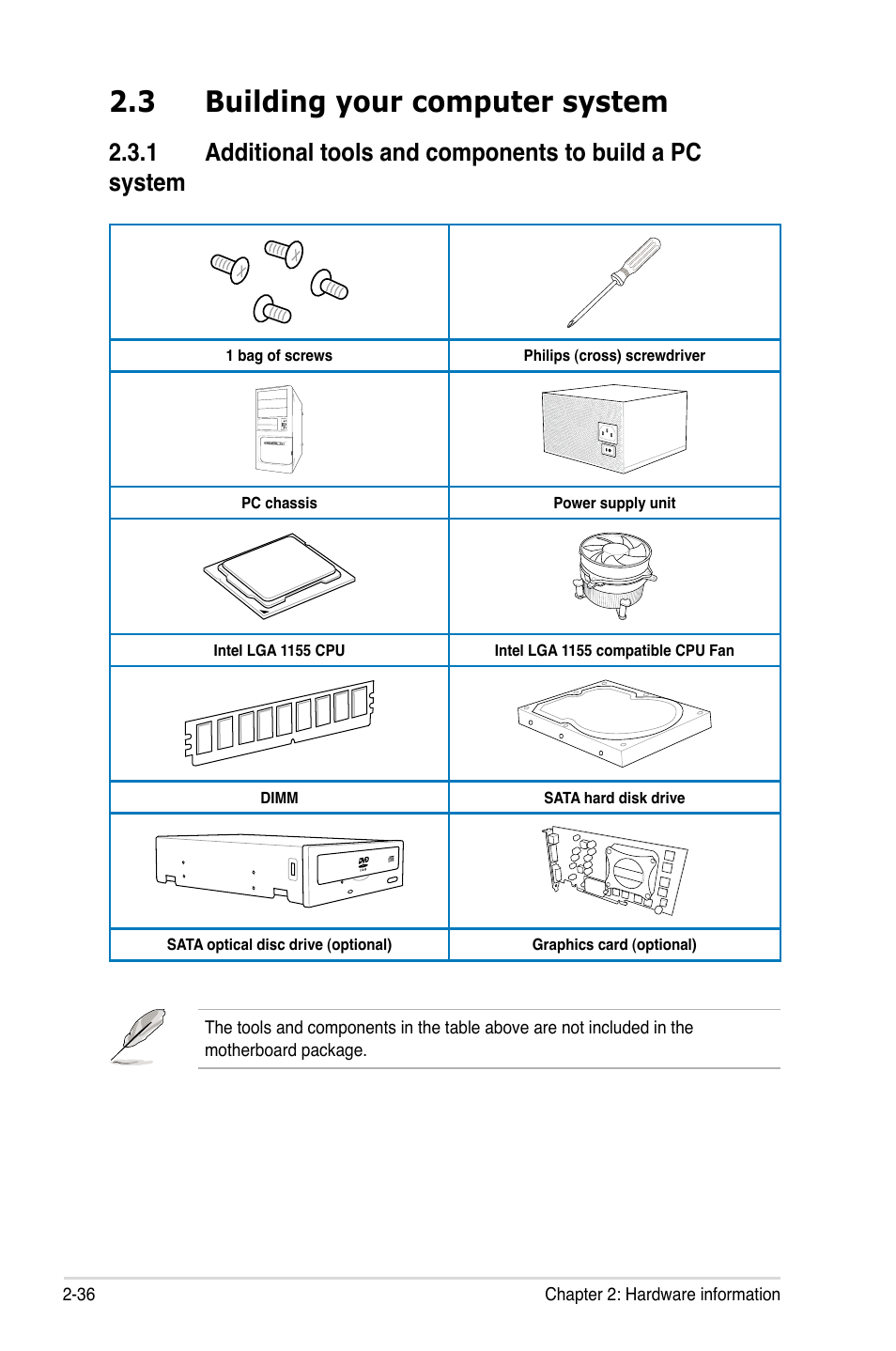 3 building your computer system, Building your computer system -36 2.3.1 | Asus Maximus IV GENE-Z/GEN3 User Manual | Page 68 / 192