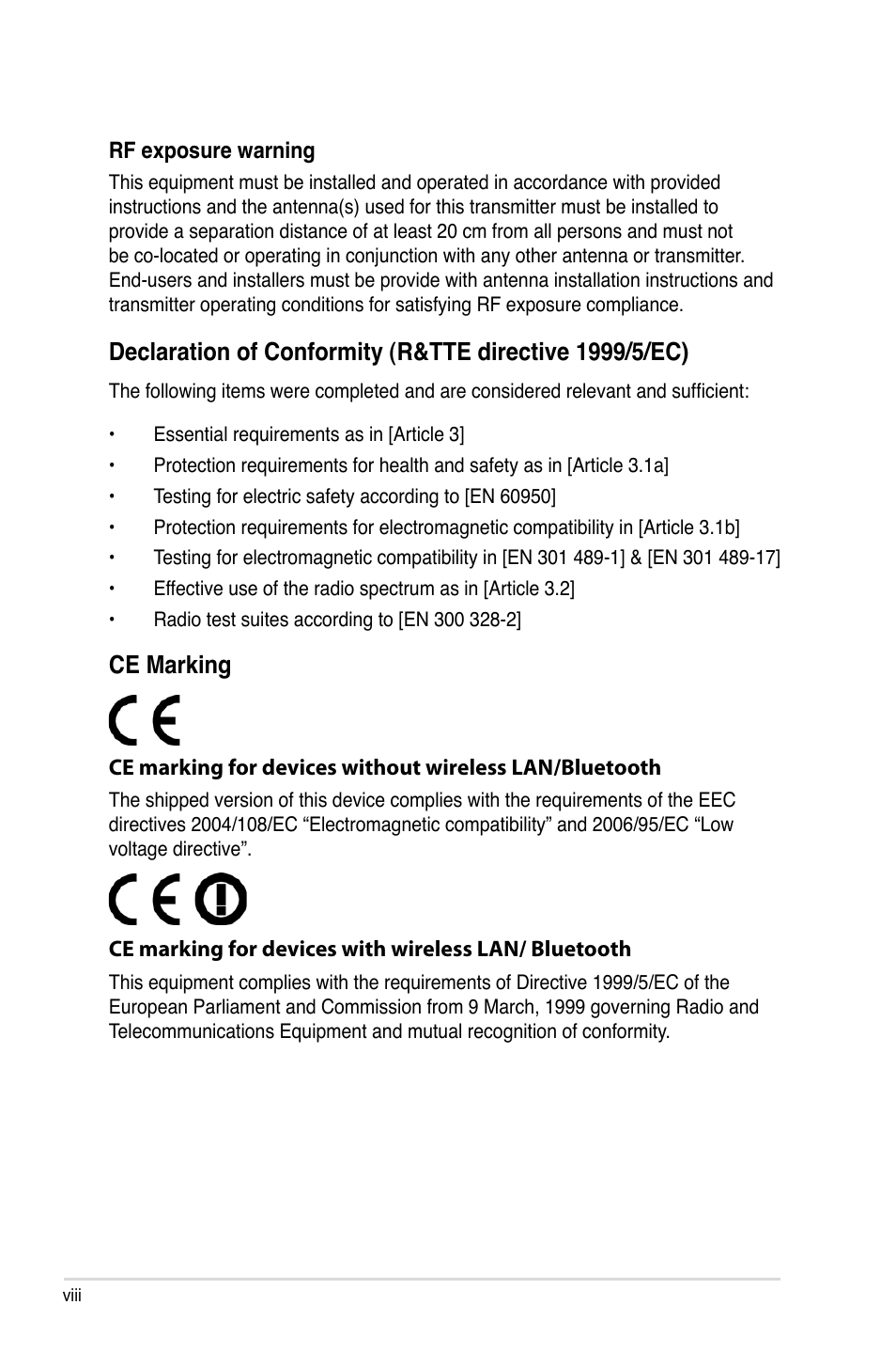 Ce marking | Asus Maximus IV GENE-Z/GEN3 User Manual | Page 8 / 192