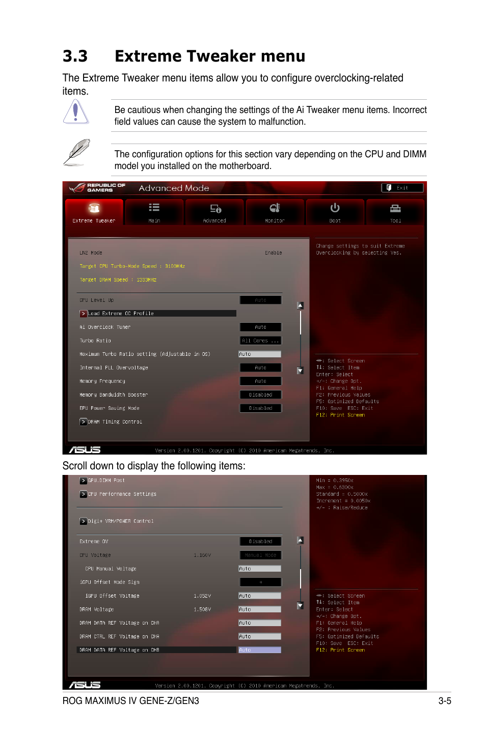 3 extreme tweaker menu, Extreme tweaker menu -5 | Asus Maximus IV GENE-Z/GEN3 User Manual | Page 93 / 192