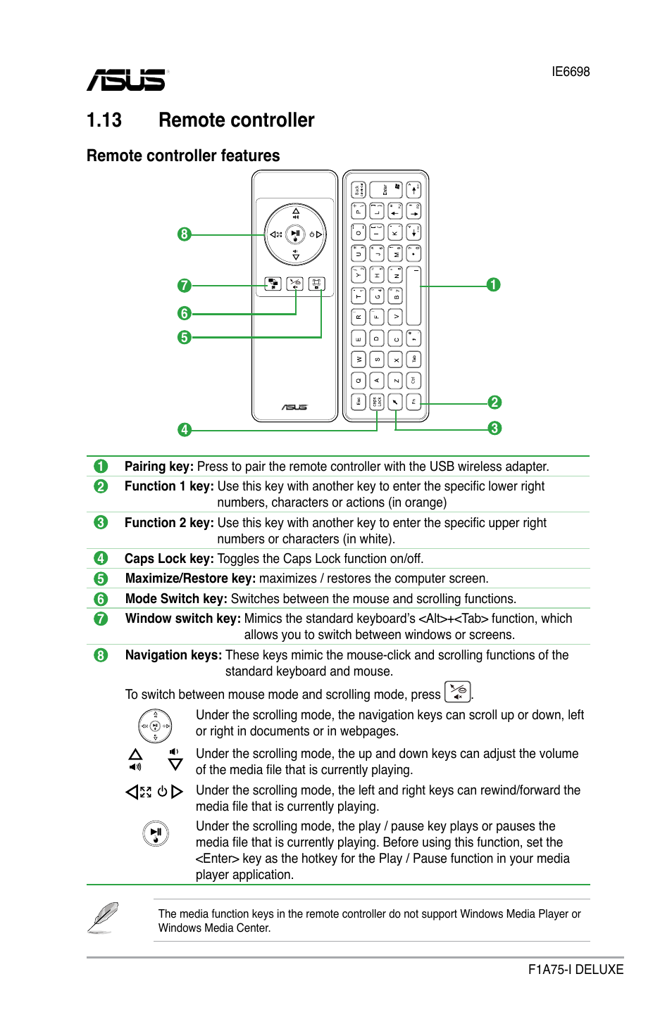 Asus F1A75-I DELUXE User Manual | 2 pages