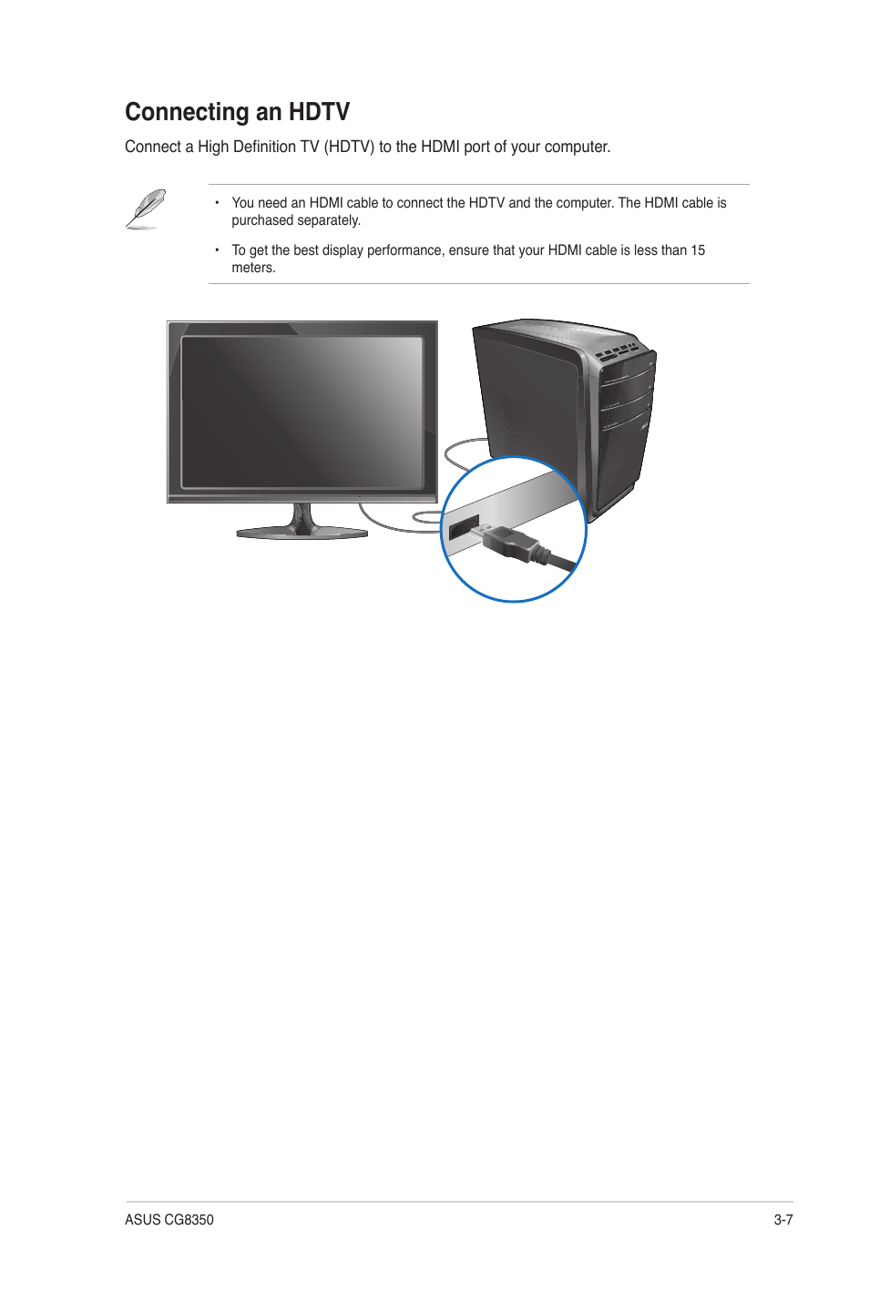 Connecting an hdtv, Connecting an hdtv -7 | Asus CG8350 User Manual | Page 39 / 72