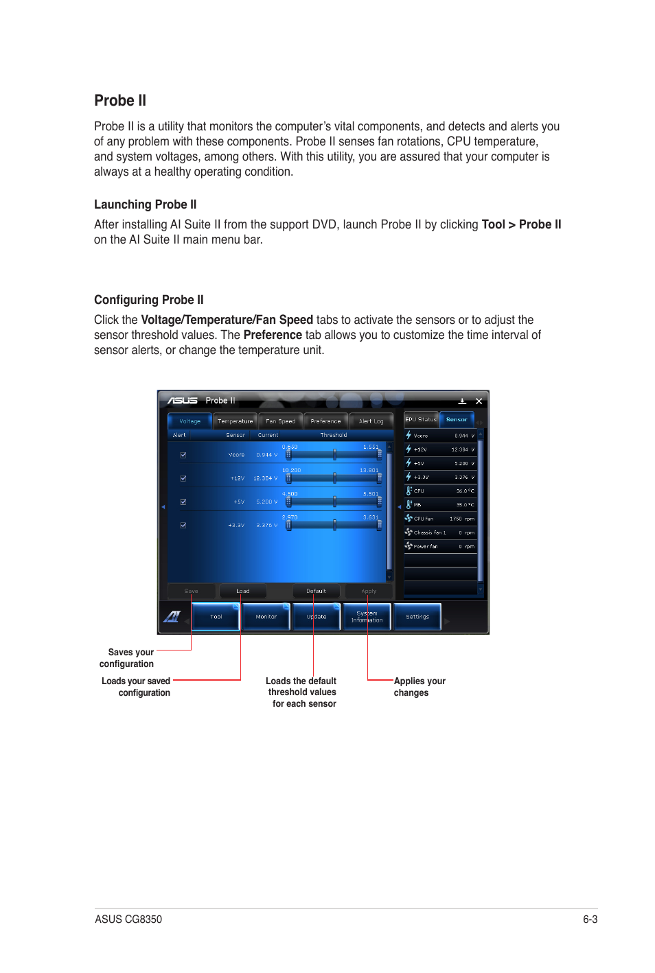 Probe ii | Asus CG8350 User Manual | Page 48 / 72