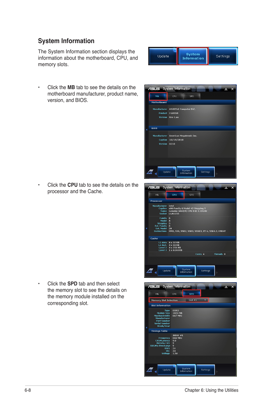 System information | Asus CG8350 User Manual | Page 53 / 72