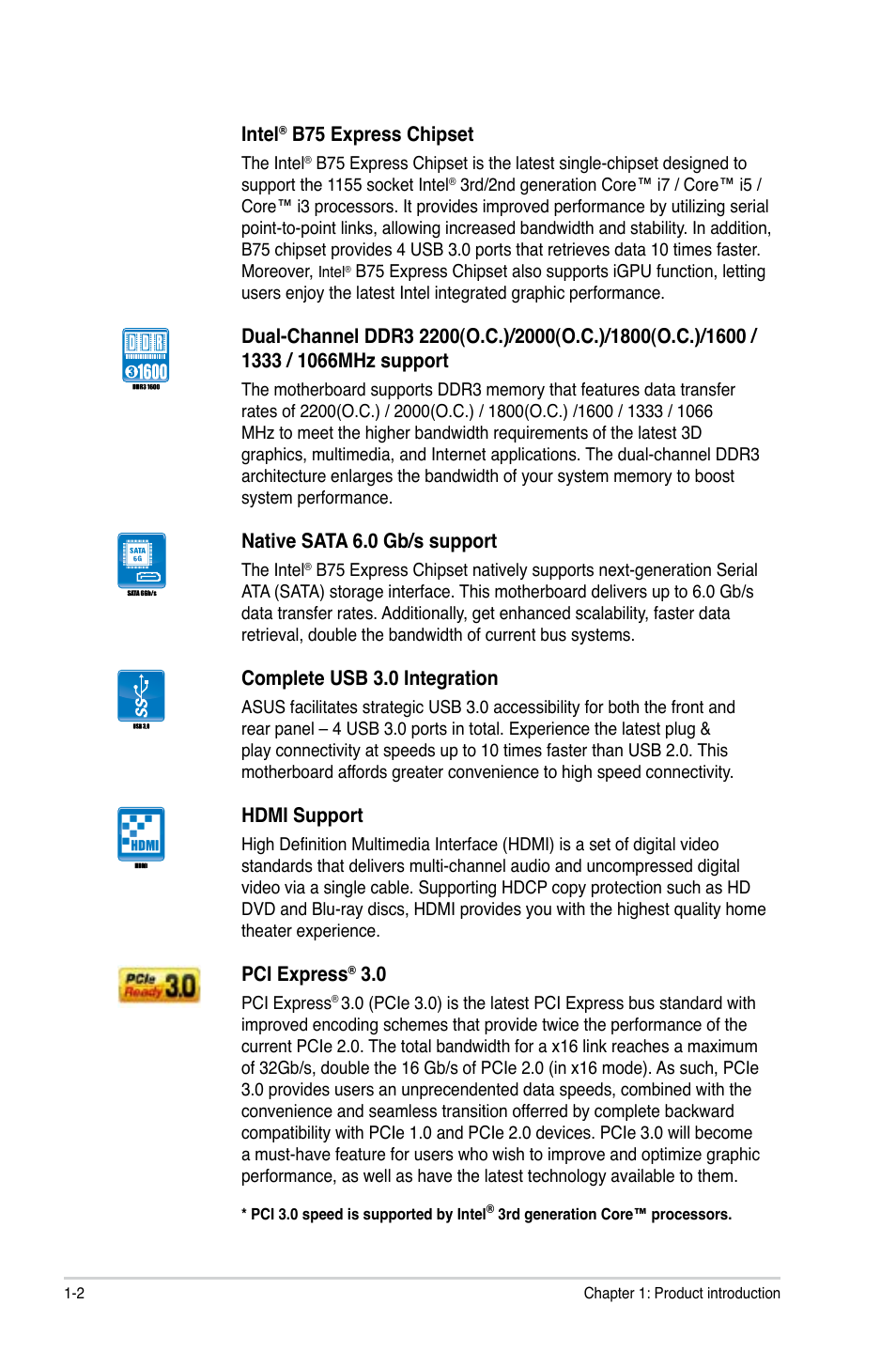 Asus P8B75-M LE PLUS User Manual | Page 12 / 79