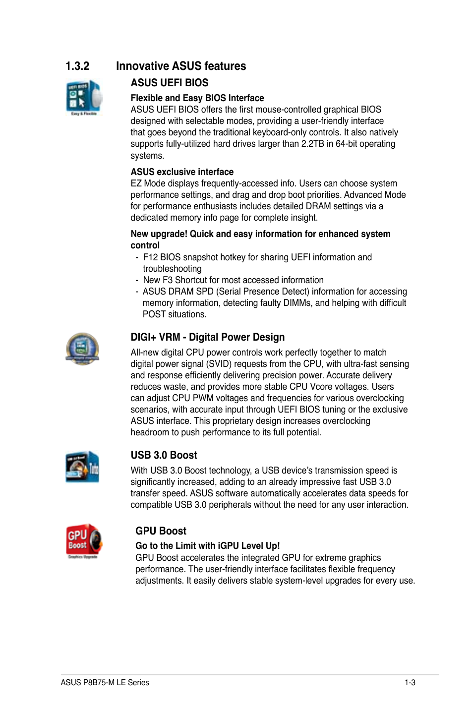 2 innovative asus features, Innovative asus features -3 | Asus P8B75-M LE PLUS User Manual | Page 13 / 79