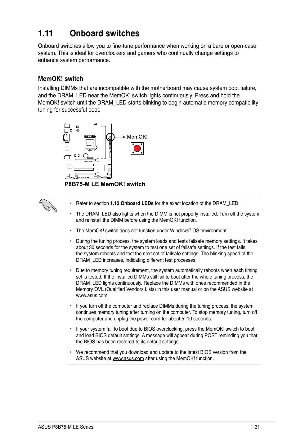 11 onboard switches, 11 onboard switches -31 | Asus P8B75-M LE PLUS User Manual | Page 41 / 79