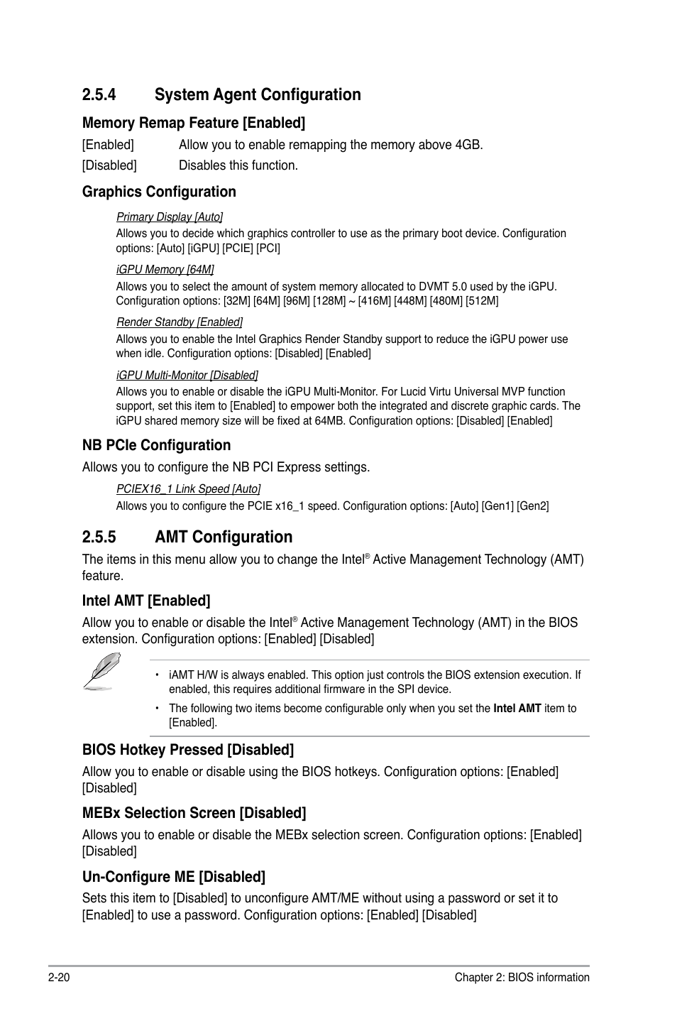 4 system agent configuration, 5 amt configuration, System agent configuration -20 | Amt configuration -20 | Asus P8B75-M LE PLUS User Manual | Page 65 / 79