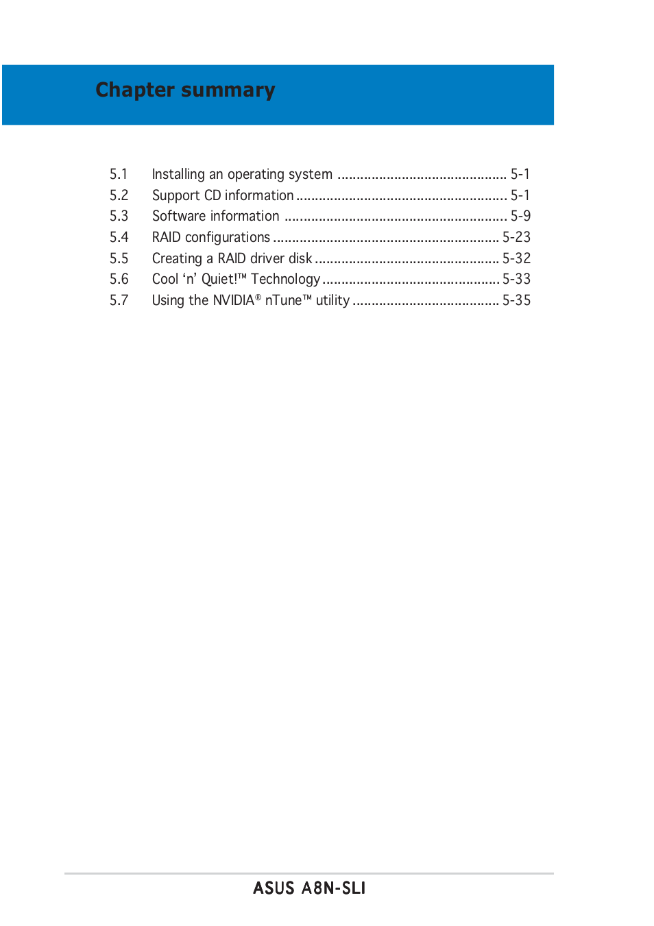 Chapter summary | Asus A8N-SLI User Manual | Page 110 / 162