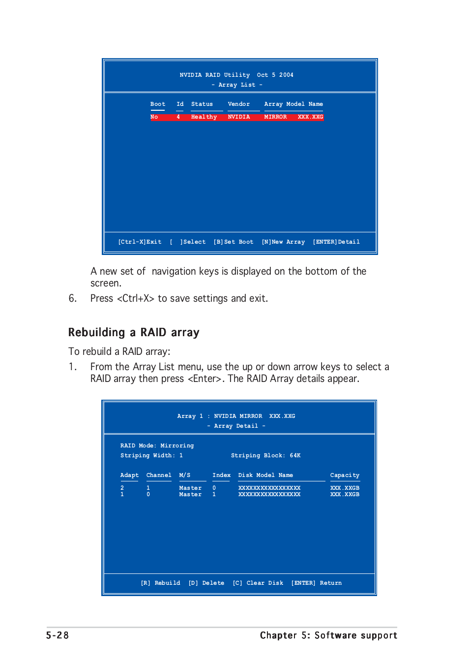 Rebuilding a raid array | Asus A8N-SLI User Manual | Page 138 / 162