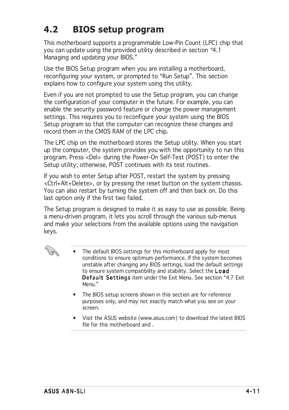 2 bios setup program | Asus A8N-SLI User Manual | Page 73 / 162