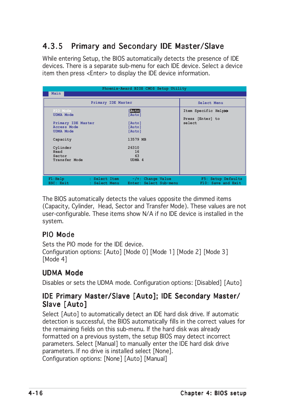 Pio mode, Udma mode | Asus A8N-SLI User Manual | Page 78 / 162