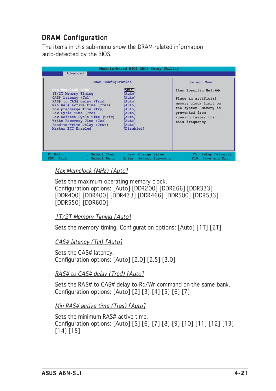 Dram configuration | Asus A8N-SLI User Manual | Page 83 / 162