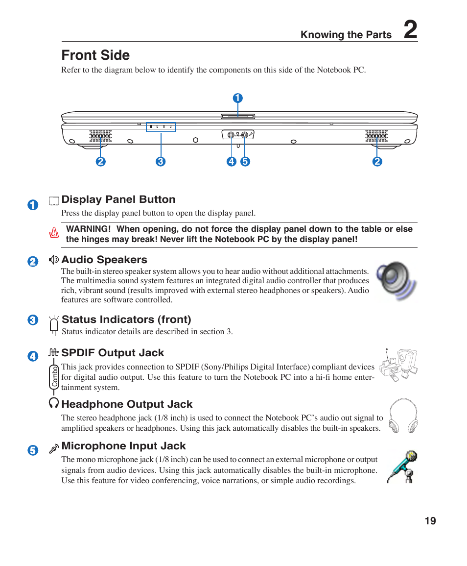 Front side | Asus Z84F User Manual | Page 19 / 68