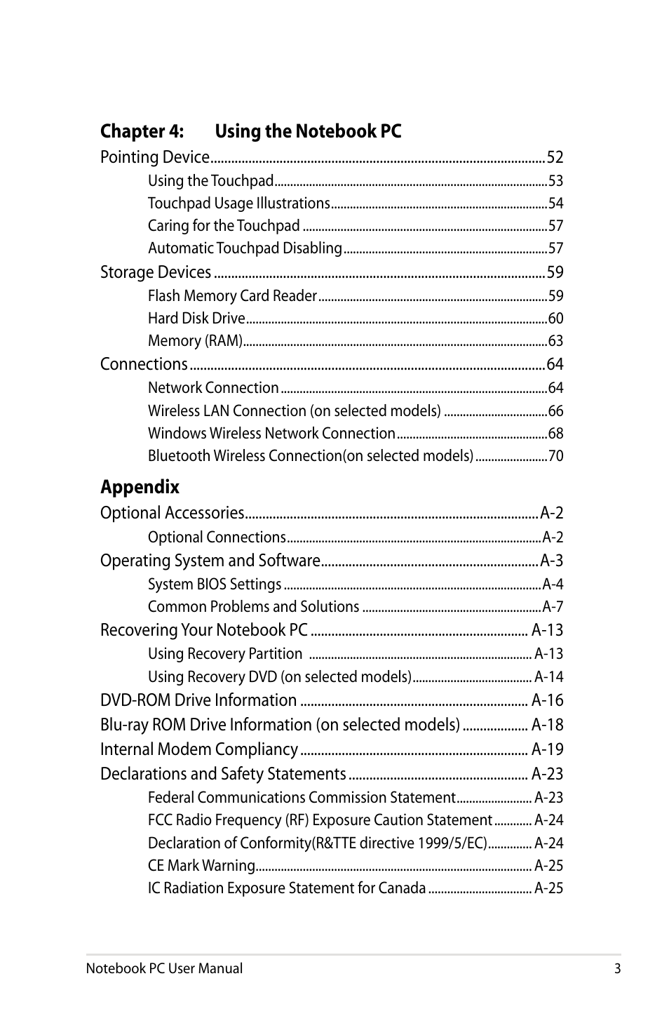 Asus X53SD User Manual | Page 3 / 110