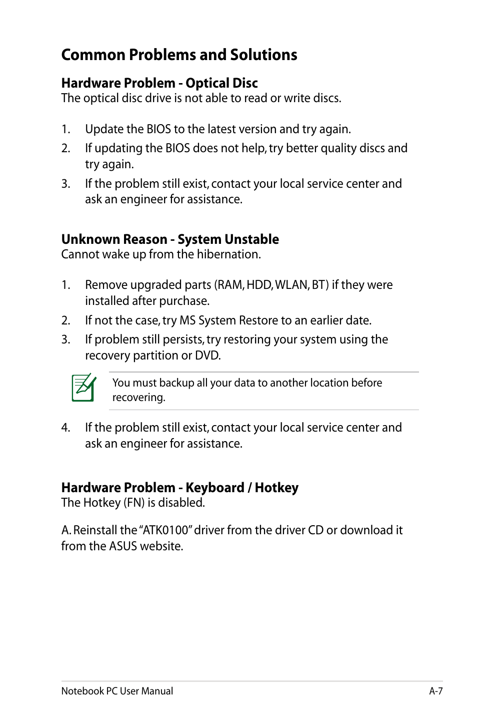 Common problems and solutions | Asus X53SD User Manual | Page 79 / 110