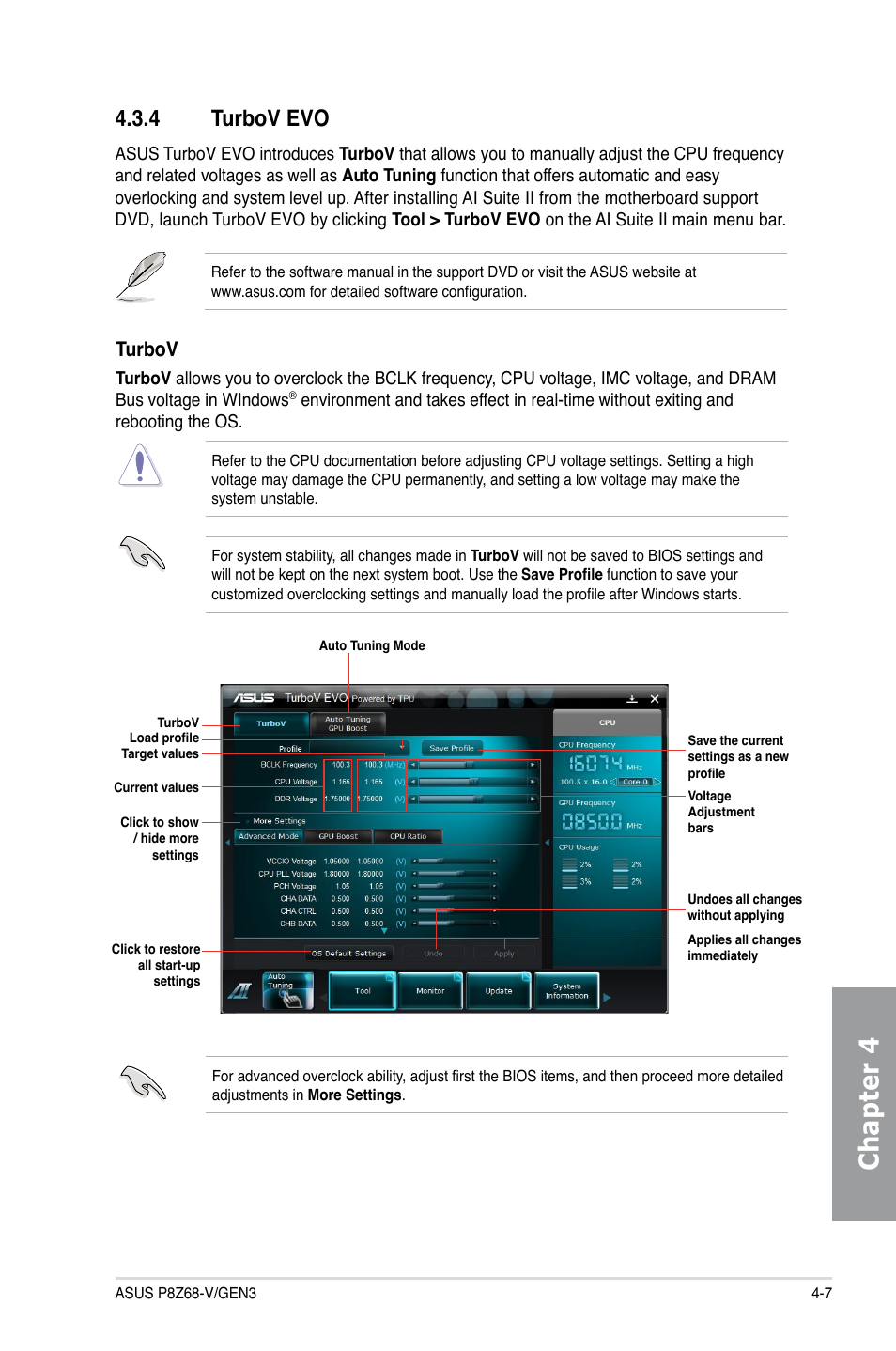 Chapter 4, 4 turbov evo, Turbov | Asus P8Z68-V/GEN3 User Manual | Page 113 / 146
