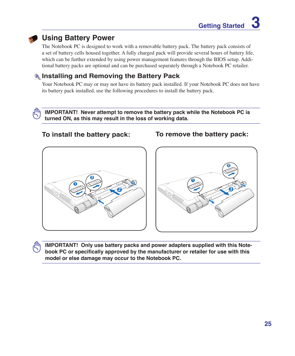 Using battery power | Asus U81A User Manual | Page 25 / 88