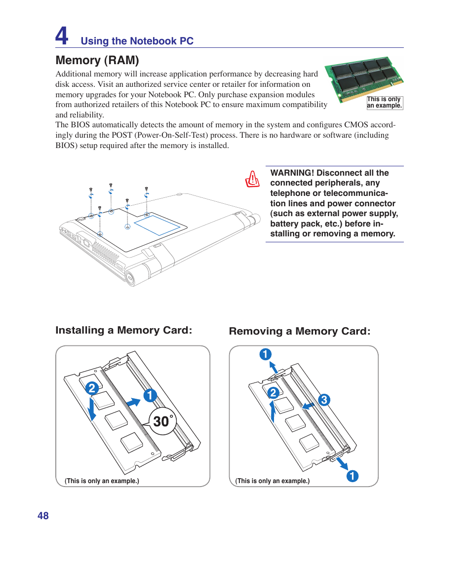 Memory (ram) | Asus U81A User Manual | Page 48 / 88