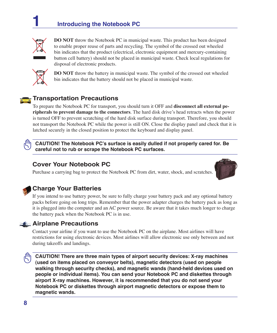 Asus U81A User Manual | Page 8 / 88