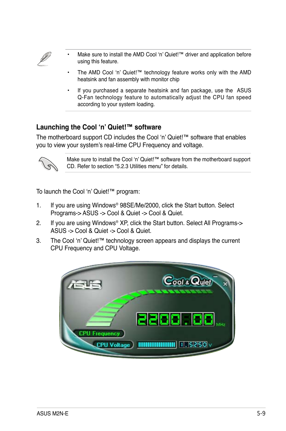 Launching the cool ‘n’ quiet!™ software | Asus M2Ne User Manual | Page 119 / 146