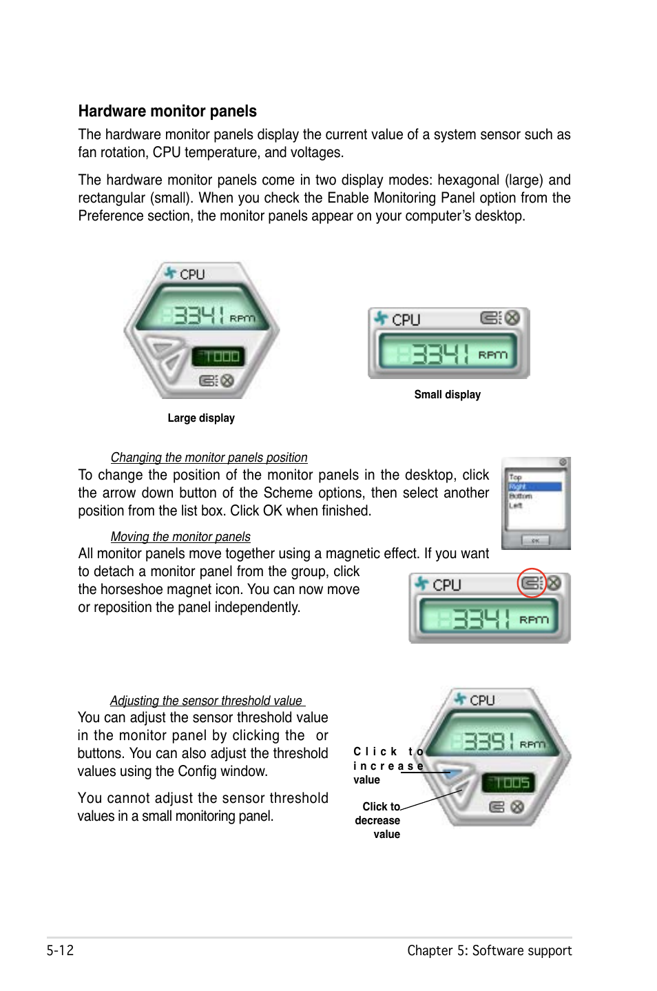 Hardware monitor panels | Asus M2Ne User Manual | Page 122 / 146