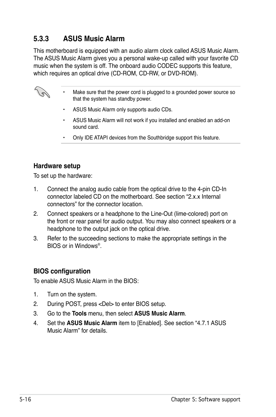 3 asus music alarm | Asus M2Ne User Manual | Page 126 / 146