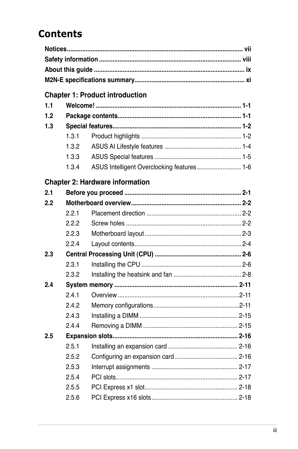 Asus M2Ne User Manual | Page 3 / 146