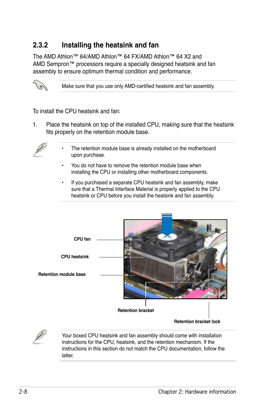 2 installing the heatsink and fan | Asus M2Ne User Manual | Page 32 / 146