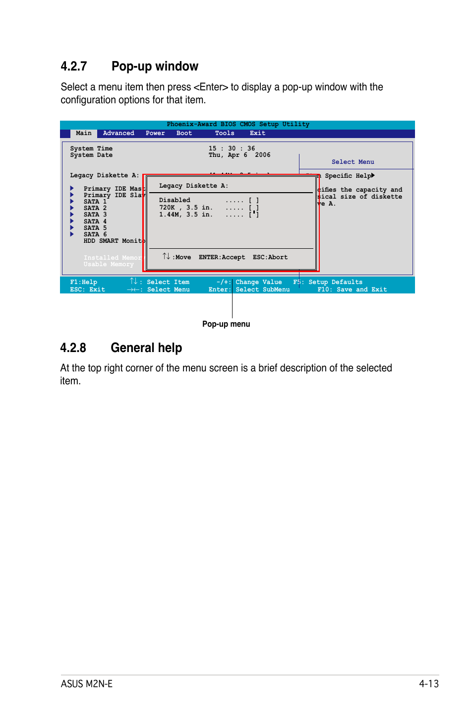 7 pop-up window, 8 general help, Asus m2n-e | Asus M2Ne User Manual | Page 73 / 146