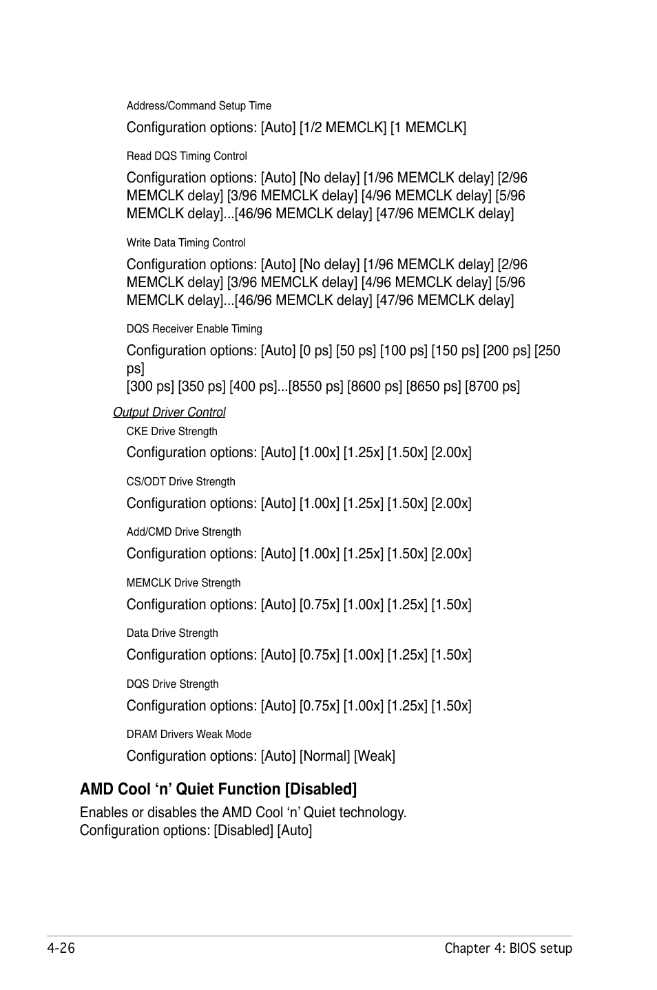 Amd cool ‘n’ quiet function [disabled | Asus M2Ne User Manual | Page 86 / 146