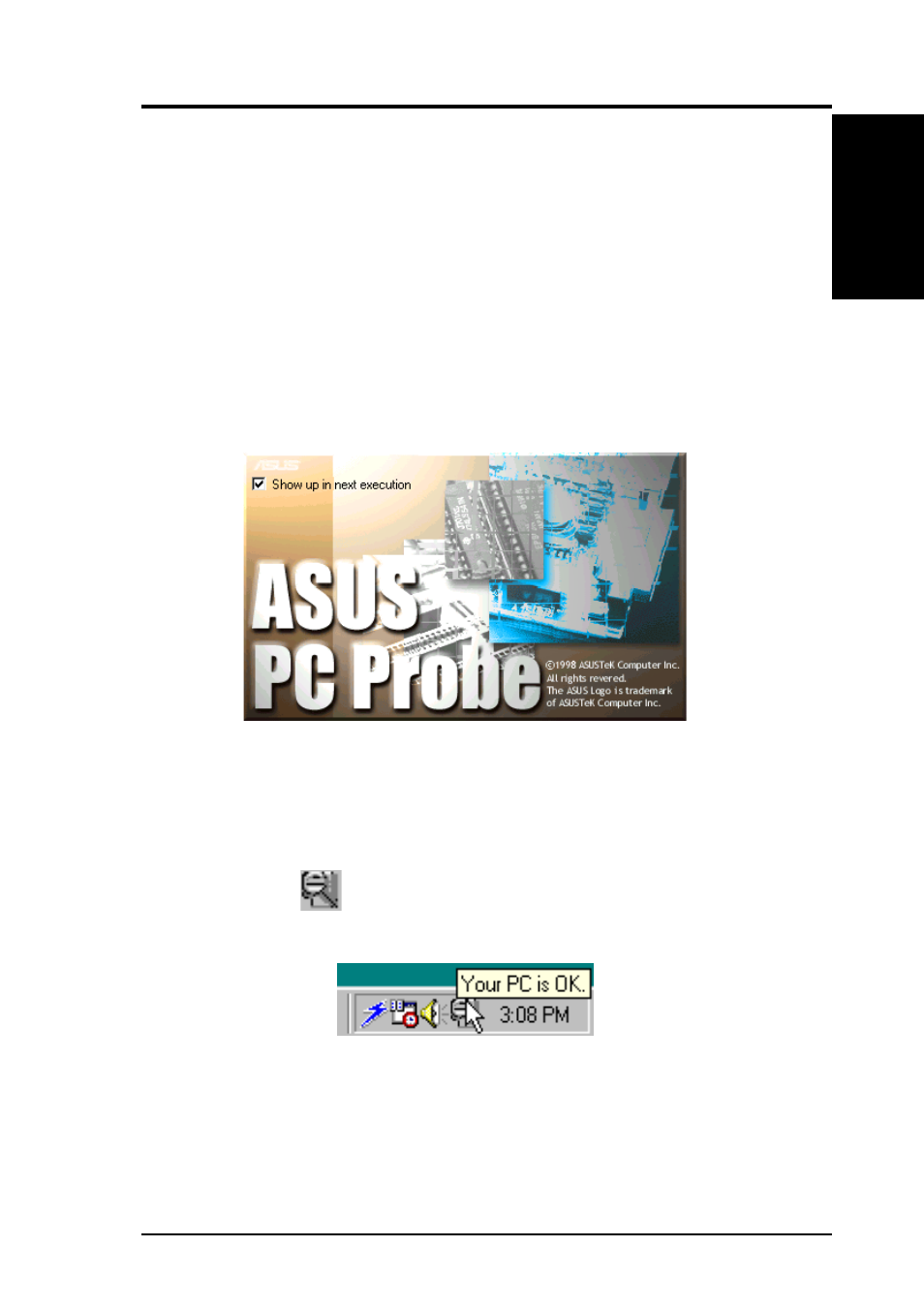 Software reference, 1 asus pc probe, 1 starting asus pc probe | Asus A7S-VM User Manual | Page 77 / 90
