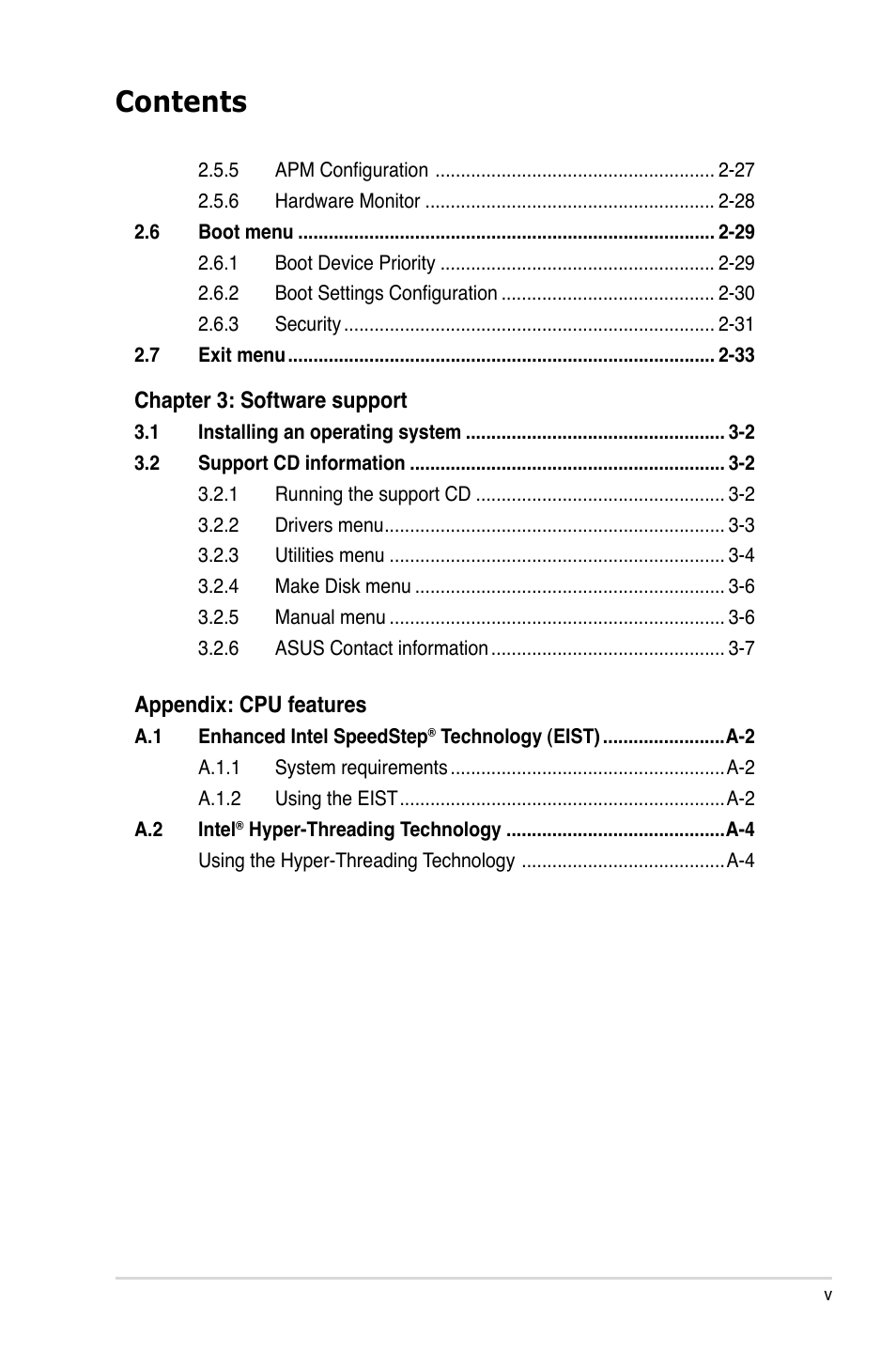 Asus P5SD2-VM User Manual | Page 5 / 94