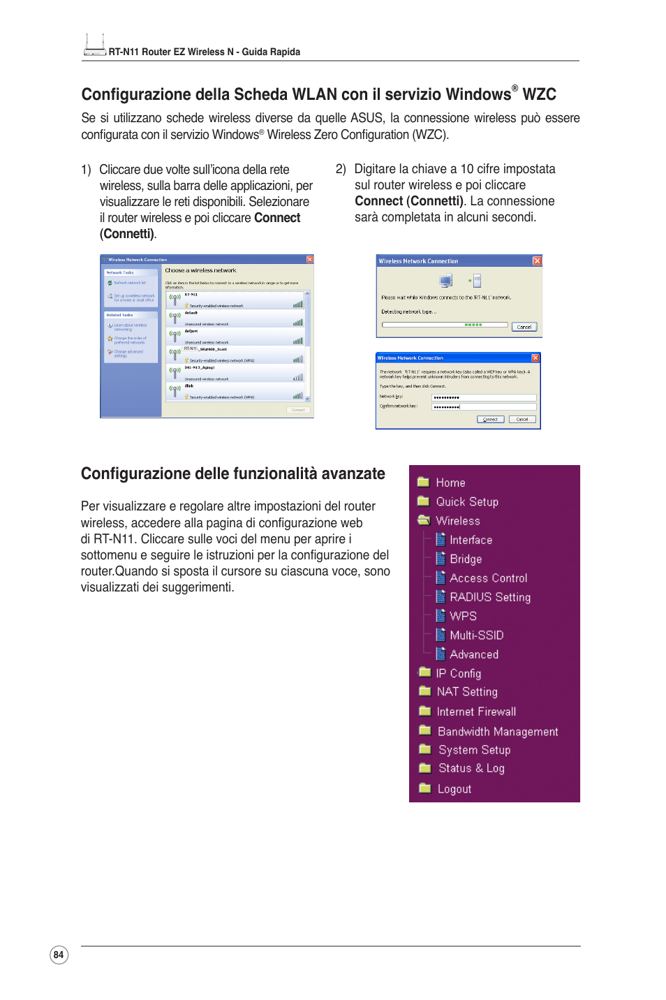 Configurazione delle funzionalità avanzate | Asus RT-N11 User Manual | Page 85 / 109