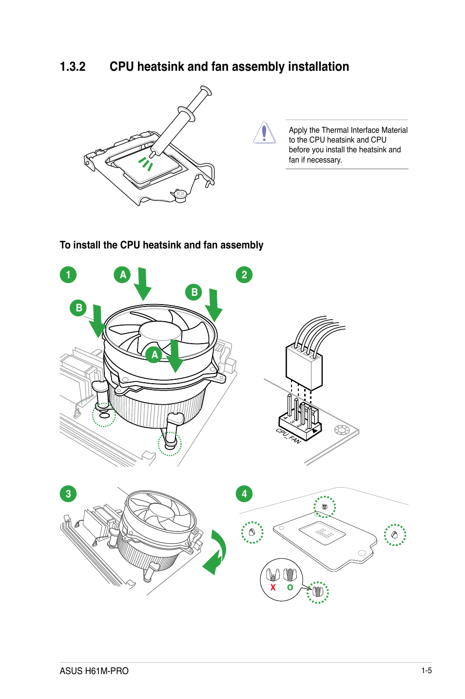 2 cpu heatsink and fan assembly installation | Asus H61M-PRO User Manual | Page 13 / 64