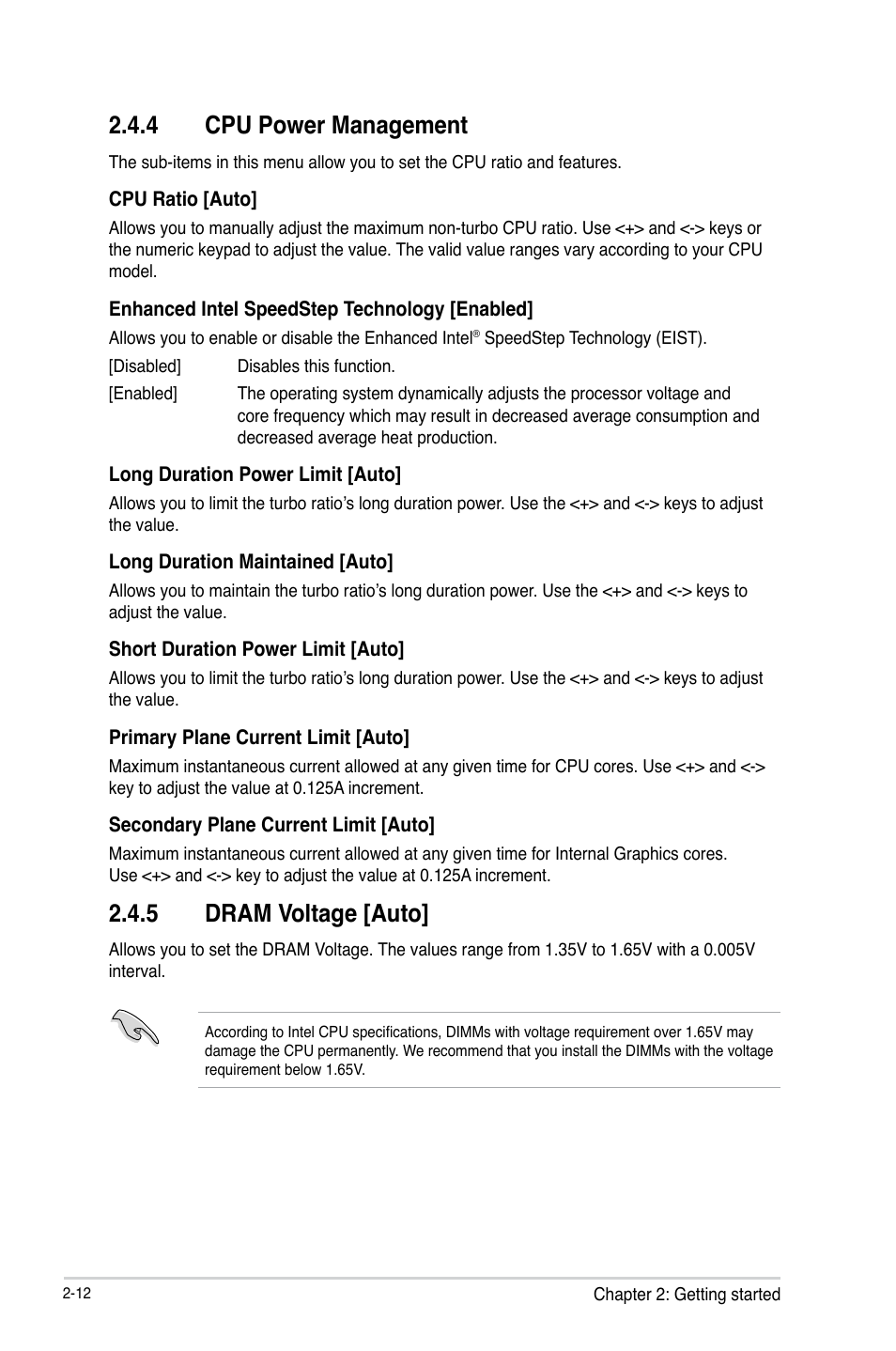 4 cpu power management, 5 dram voltage [auto | Asus H61M-PRO User Manual | Page 40 / 64