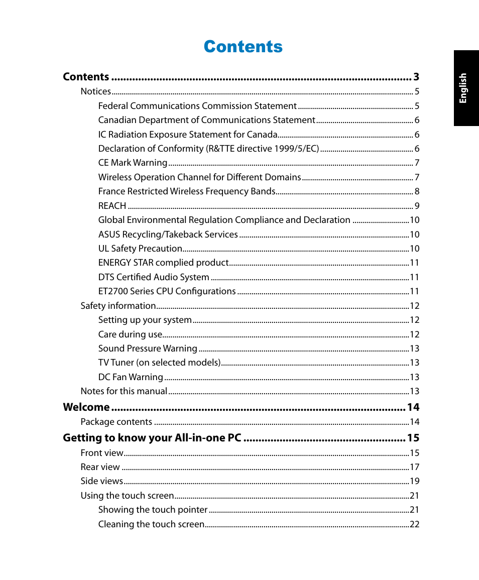 Asus ET2701IUTI User Manual | Page 3 / 44