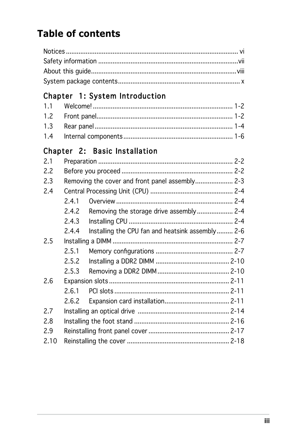 Asus P1-P5945G User Manual | Page 3 / 92