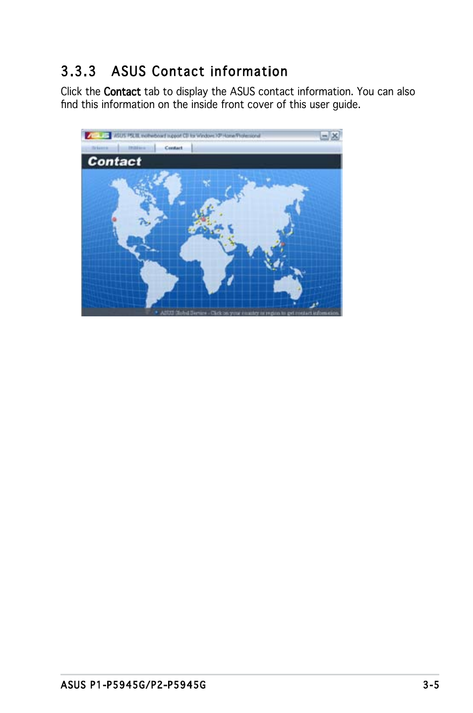 3 asus contact information | Asus P1-P5945G User Manual | Page 39 / 92