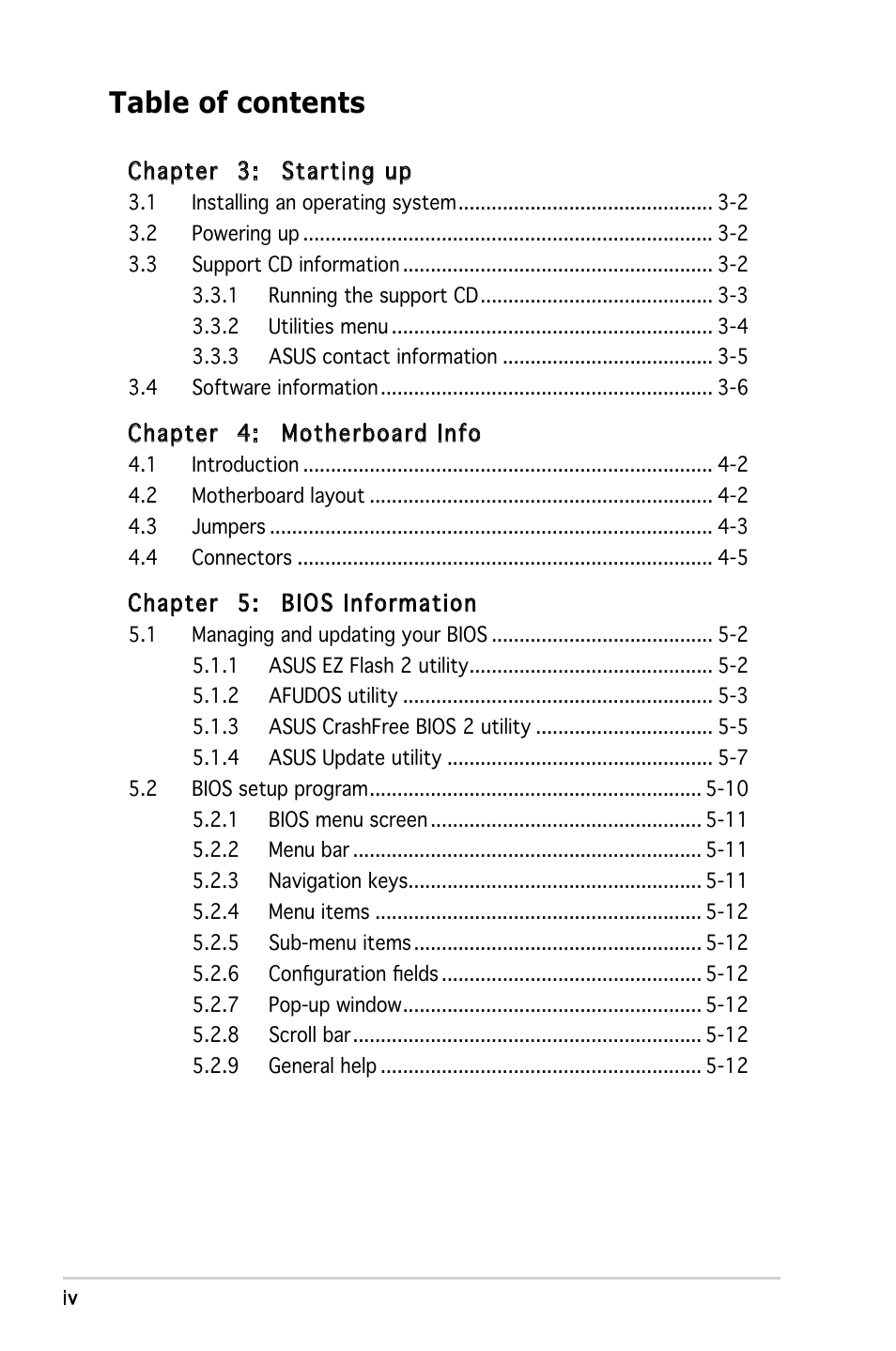 Asus P1-P5945G User Manual | Page 4 / 92