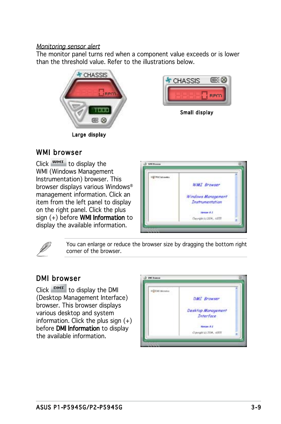 Wmi browser, Dmi browser | Asus P1-P5945G User Manual | Page 43 / 92